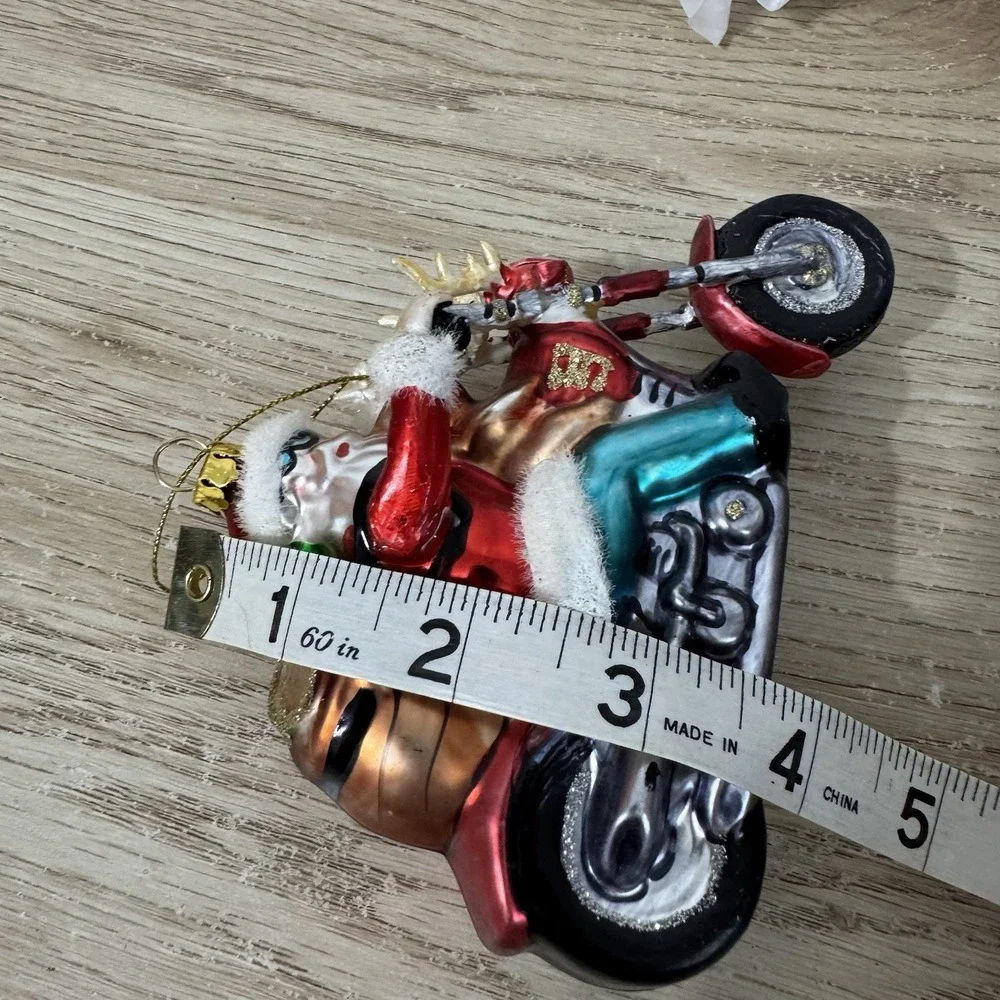 Peschka Rider Biker Santa Claus Glass Christmas Ornament Set‎ Of 4 Vintage